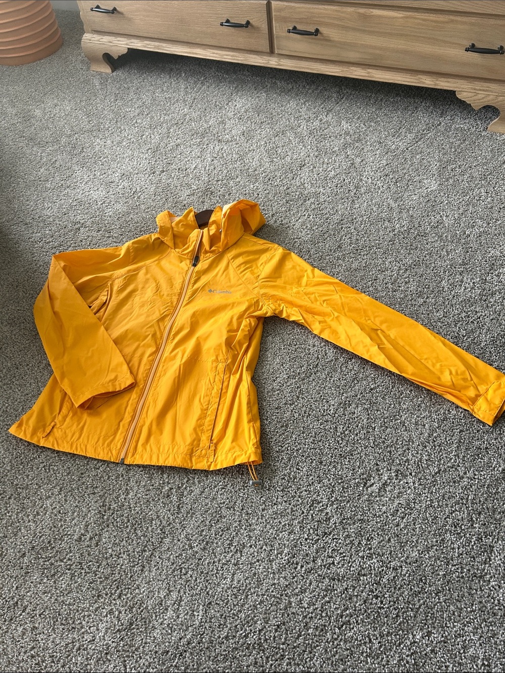 Columbia Yellow Packable Windbreaker/Rain Jacket